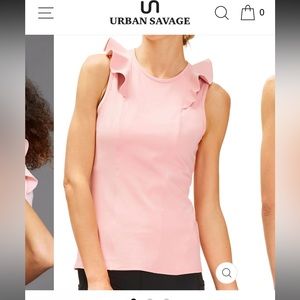 NWT Urban Savage ruffle sleeveless top, rose,activewear,yoga,Pilates,barre $95 L